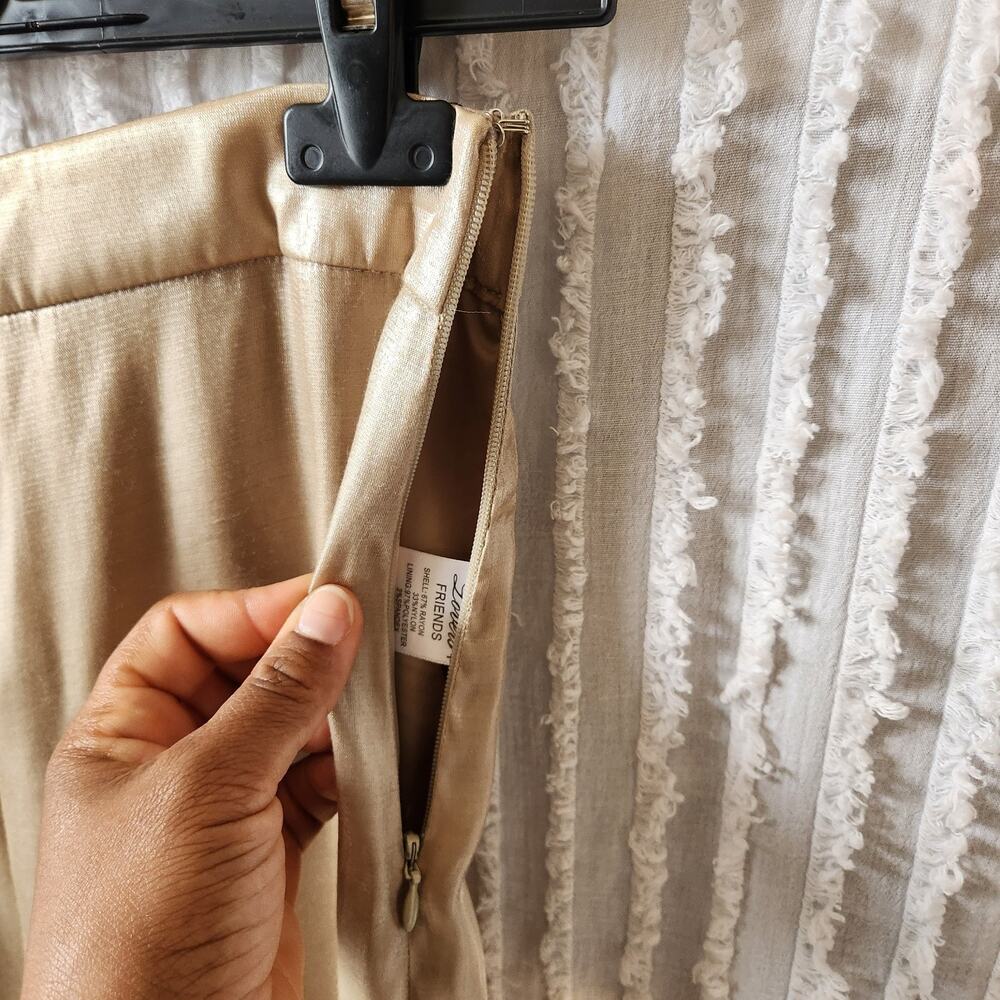 Lovers + Friends Sz Small Pale Gold Zoey Wide Leg High Waisted Pants Party Glam - Picture 3 of 10